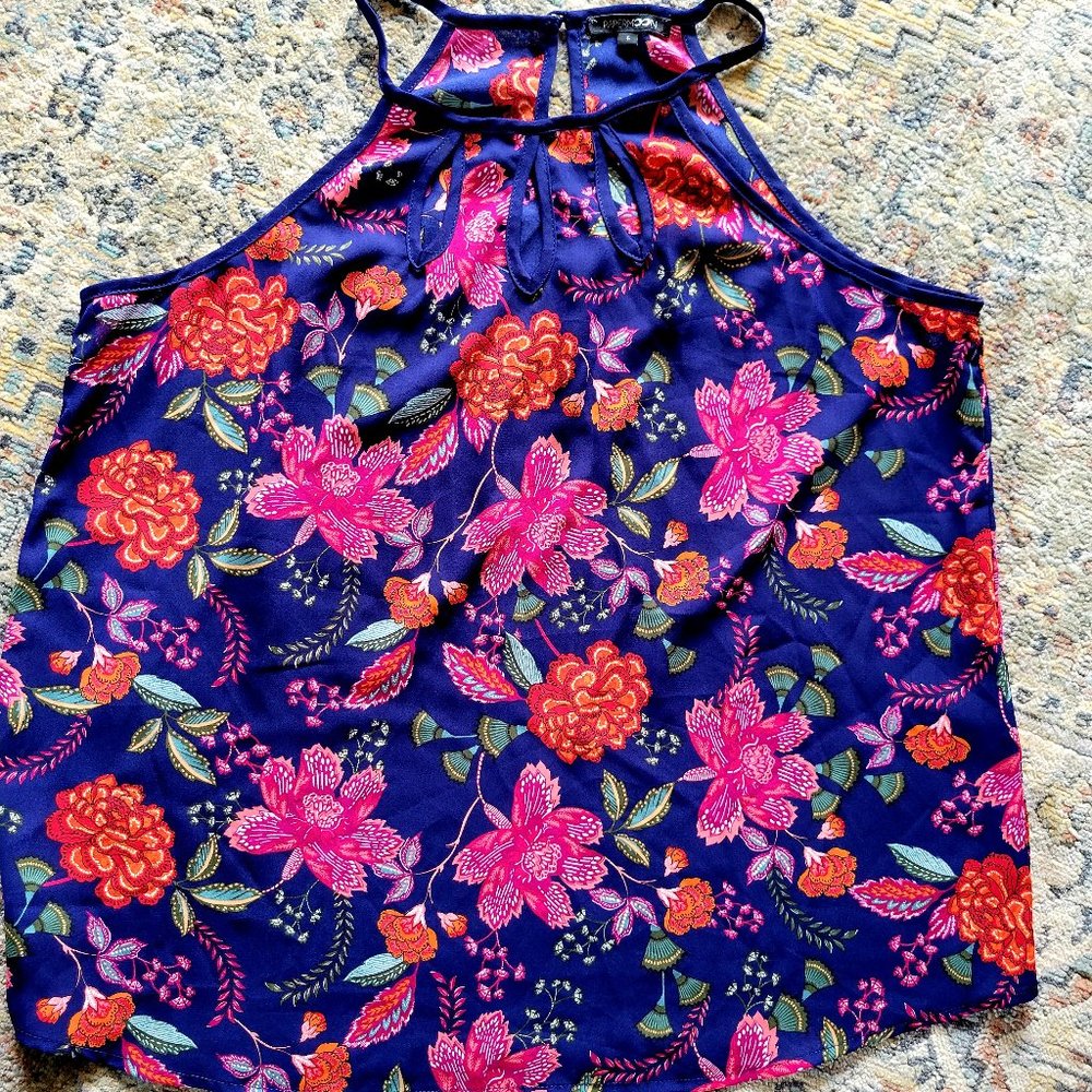 Womens size L Sleeveless Navy Floral Top